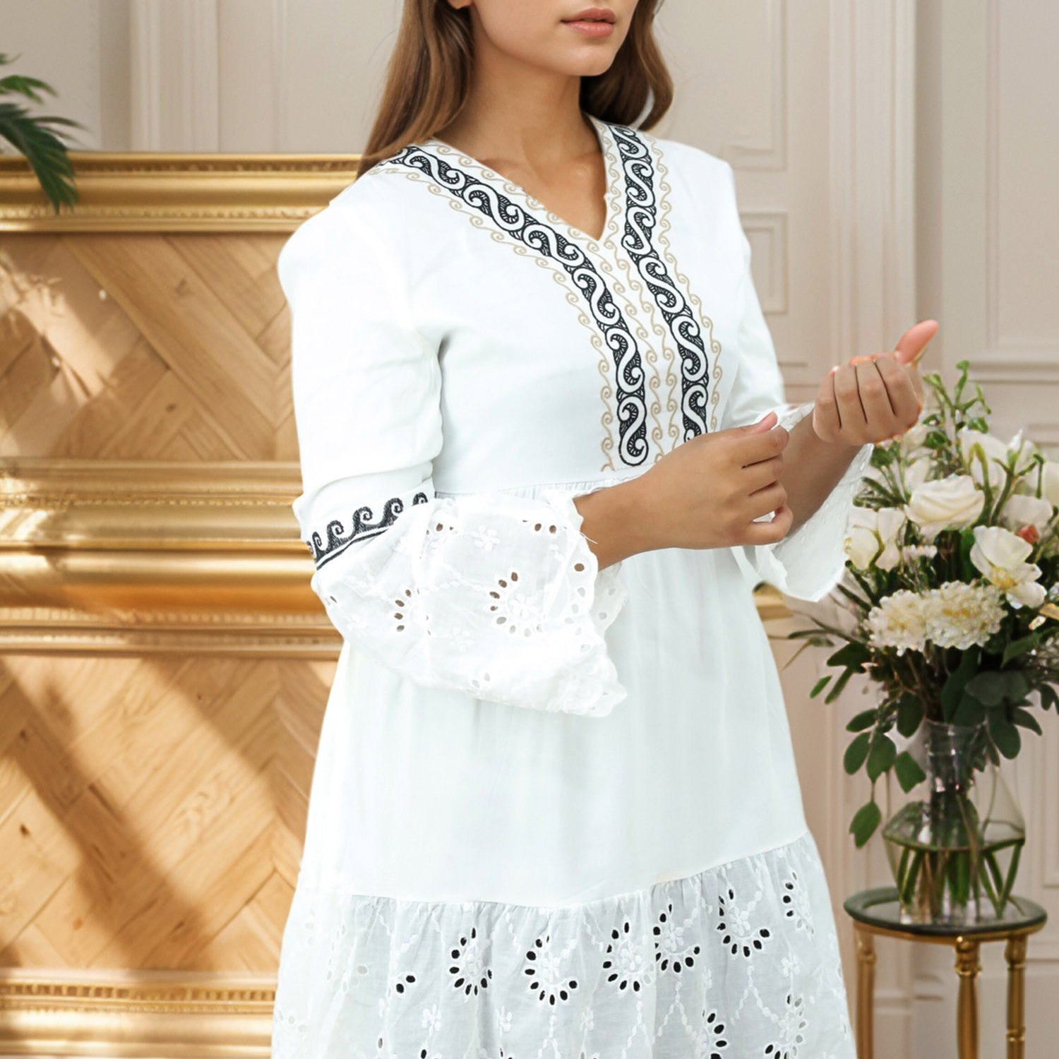 Embroidered Design Sewing Pattern Turkish Imported Top