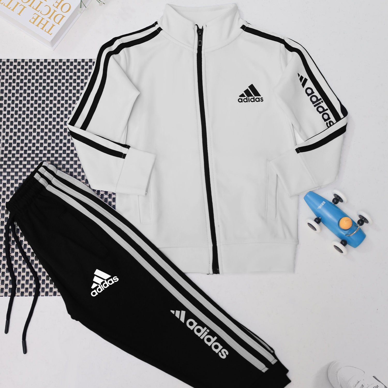 Adds Imported Multi-Slogans Unisex Kids Tracksuit In White