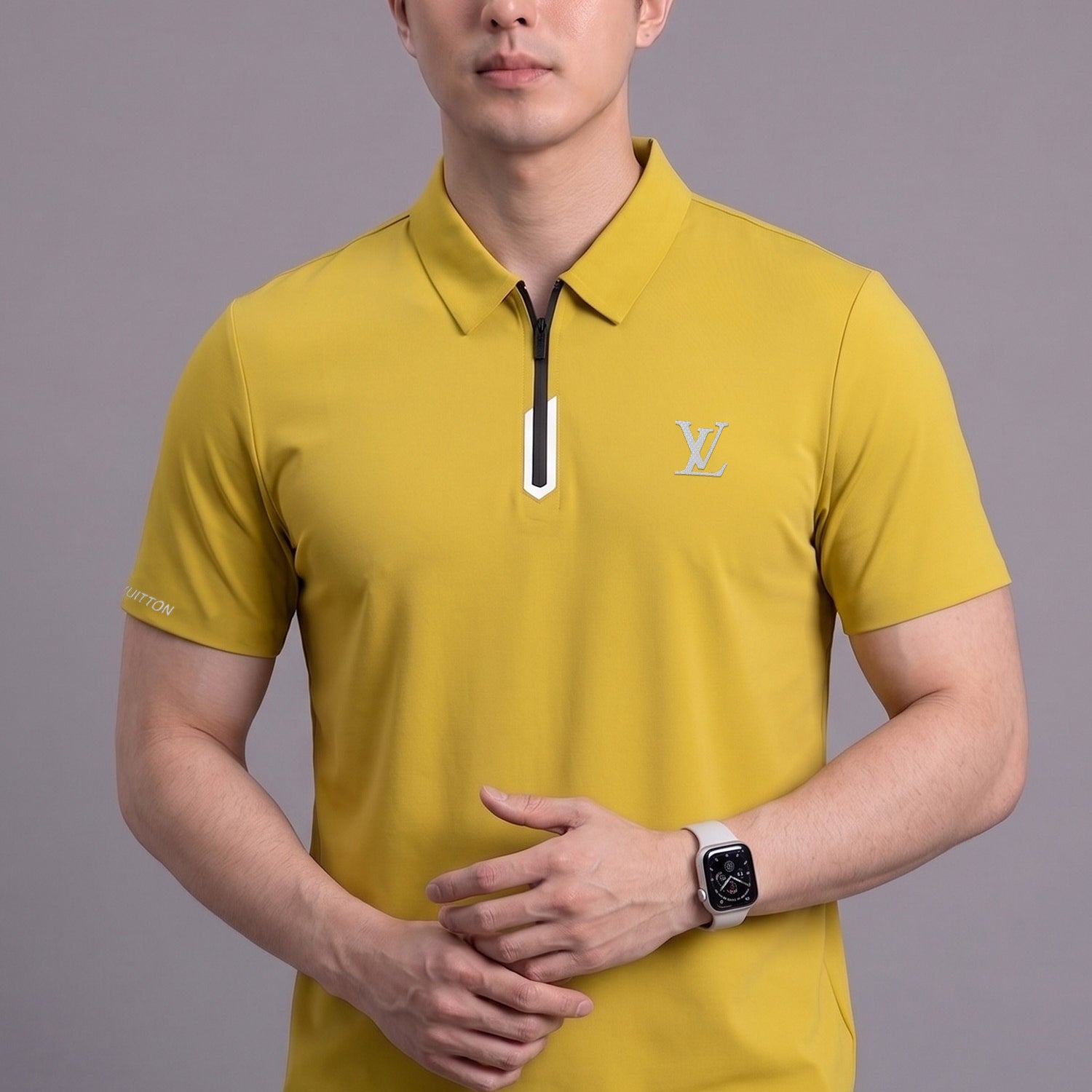 LV High-End Tech Activewear Imp Dry-Fit Polo In Light Yellow