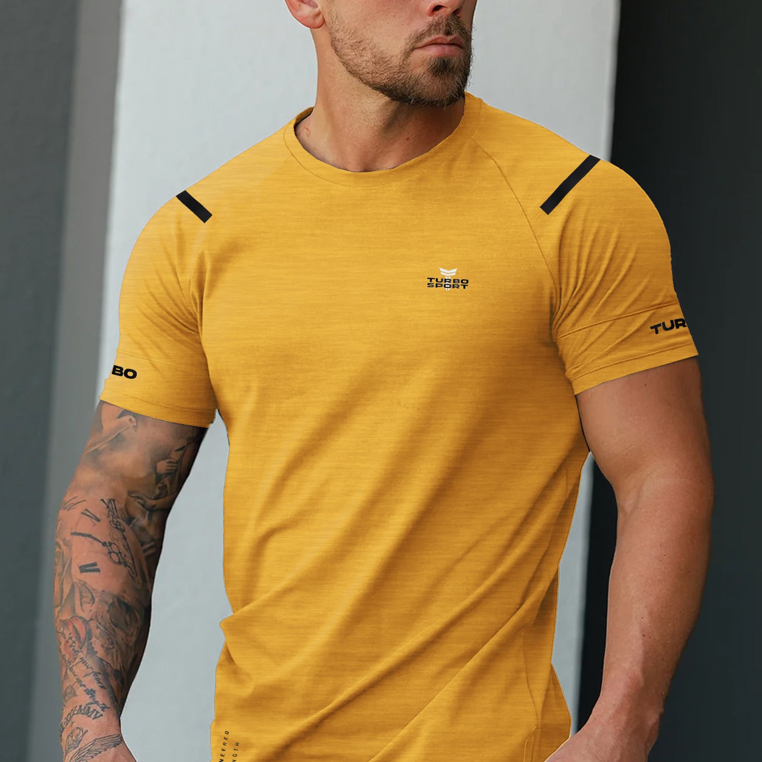 Turbo Sport Shoulder Striped Breathable Dry-Fit Tee