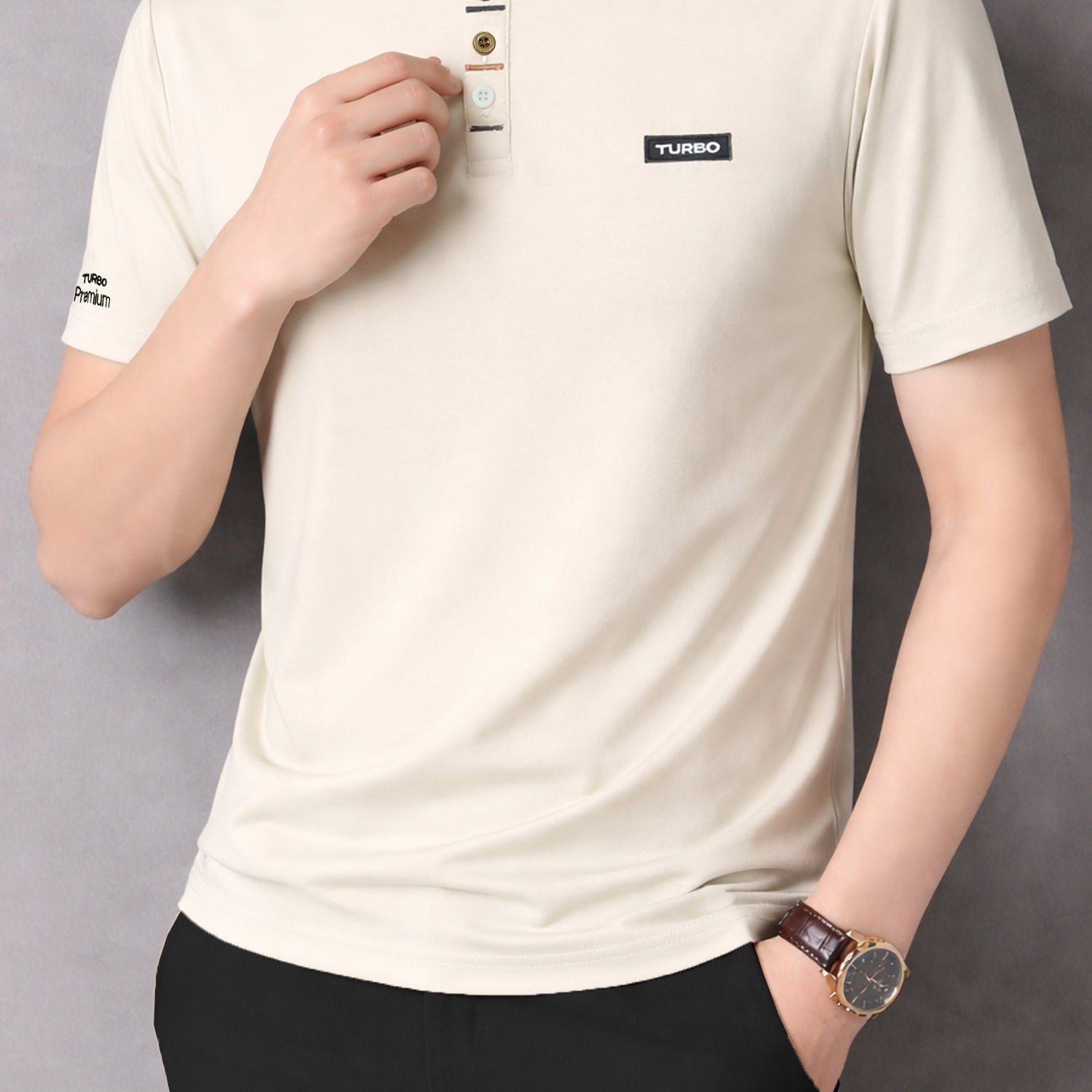 Turbo Henley Neckline Men's Tee