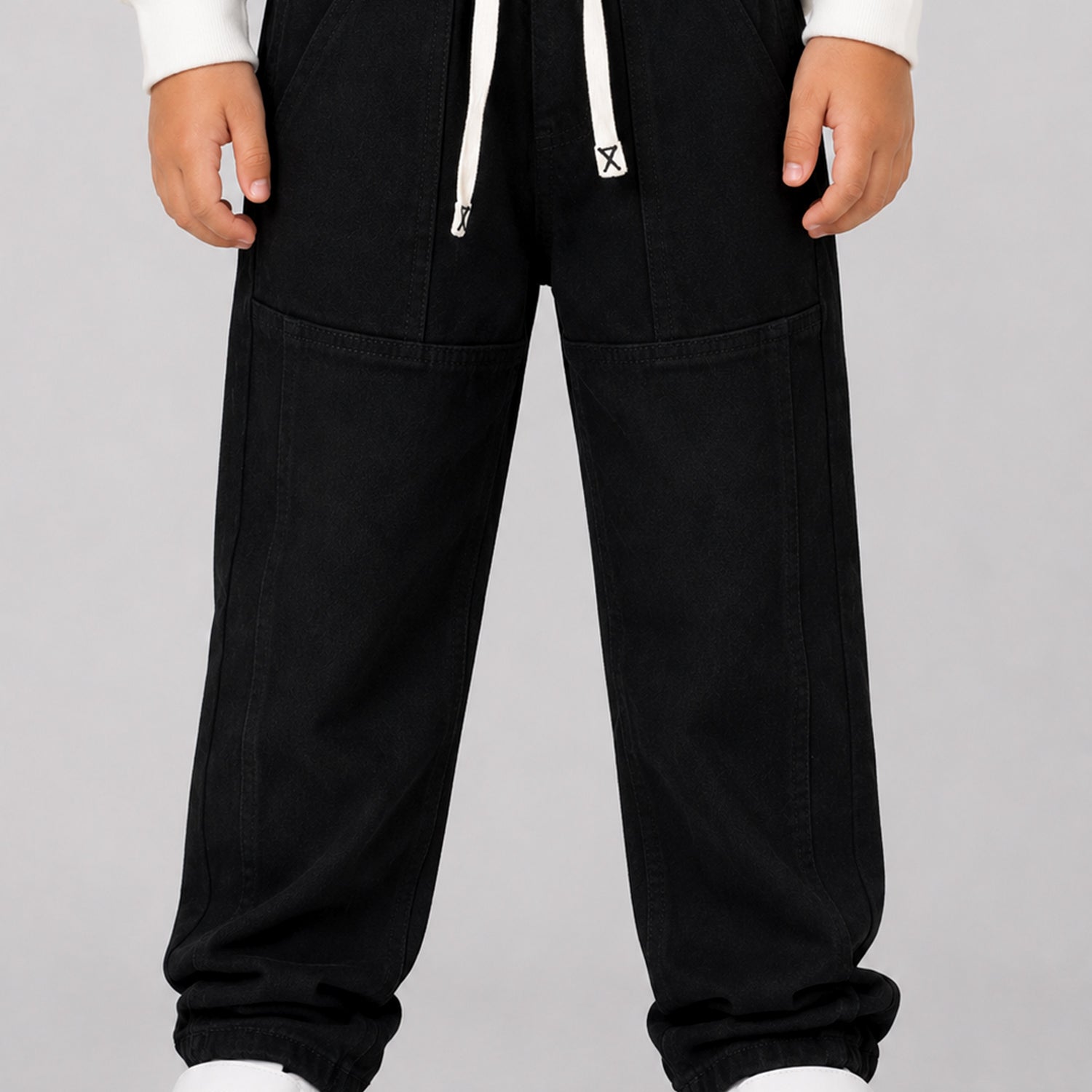 Turbo Utility-Style Denim Baggy Jeans For Boys