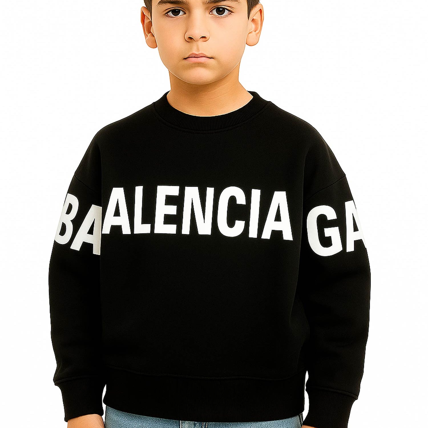 Blncaga Crewneck Typography Print Unisex Kids Sweatshirt