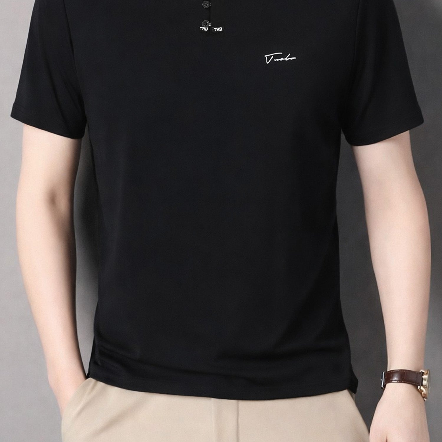 TRB Henley Neck Button Placket Men's Tee*