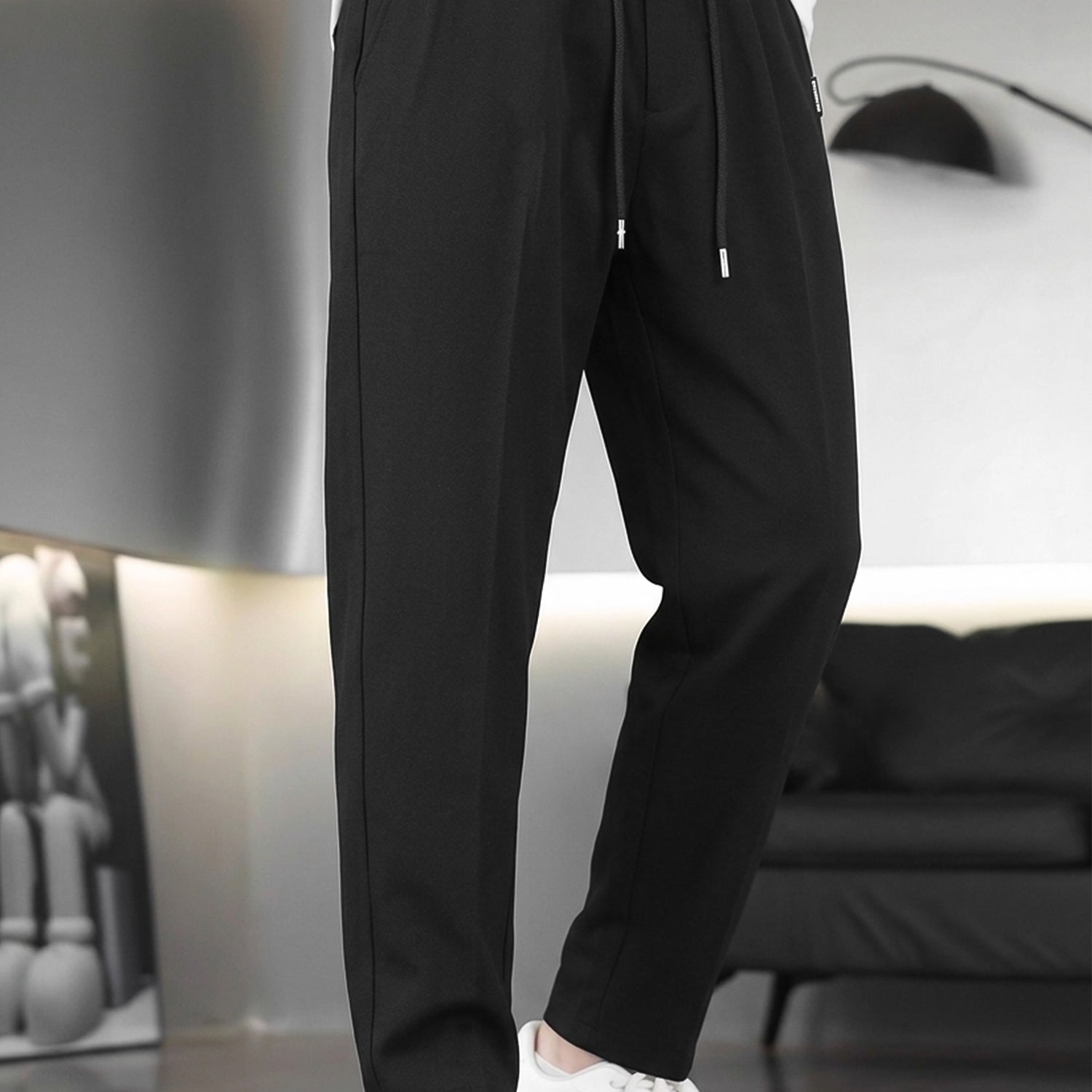 Men's Plain Micro Relaxed Fit Trouser In Black