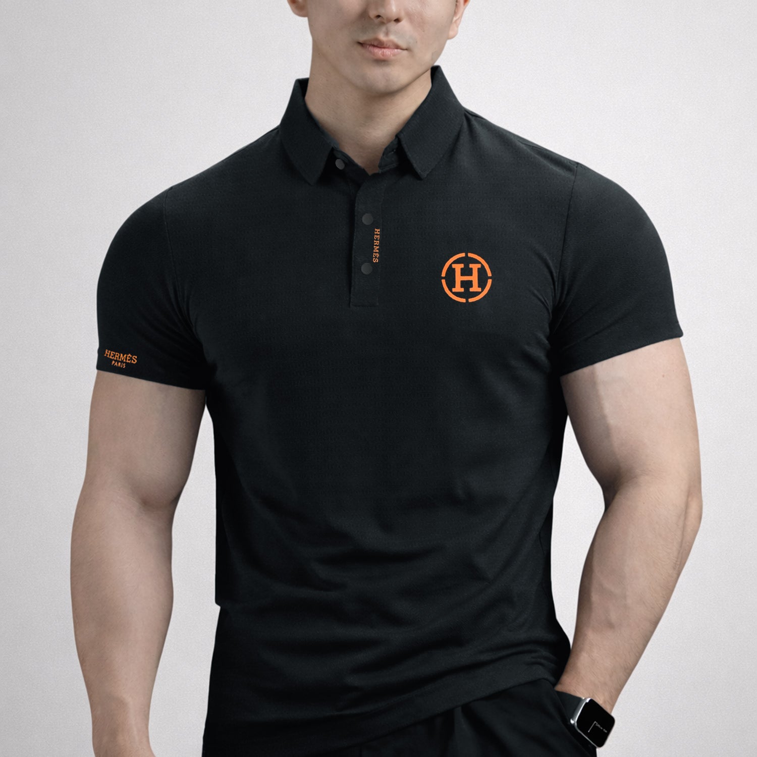 Hrms Orange Accent Logo Style Men's Polo Shirt