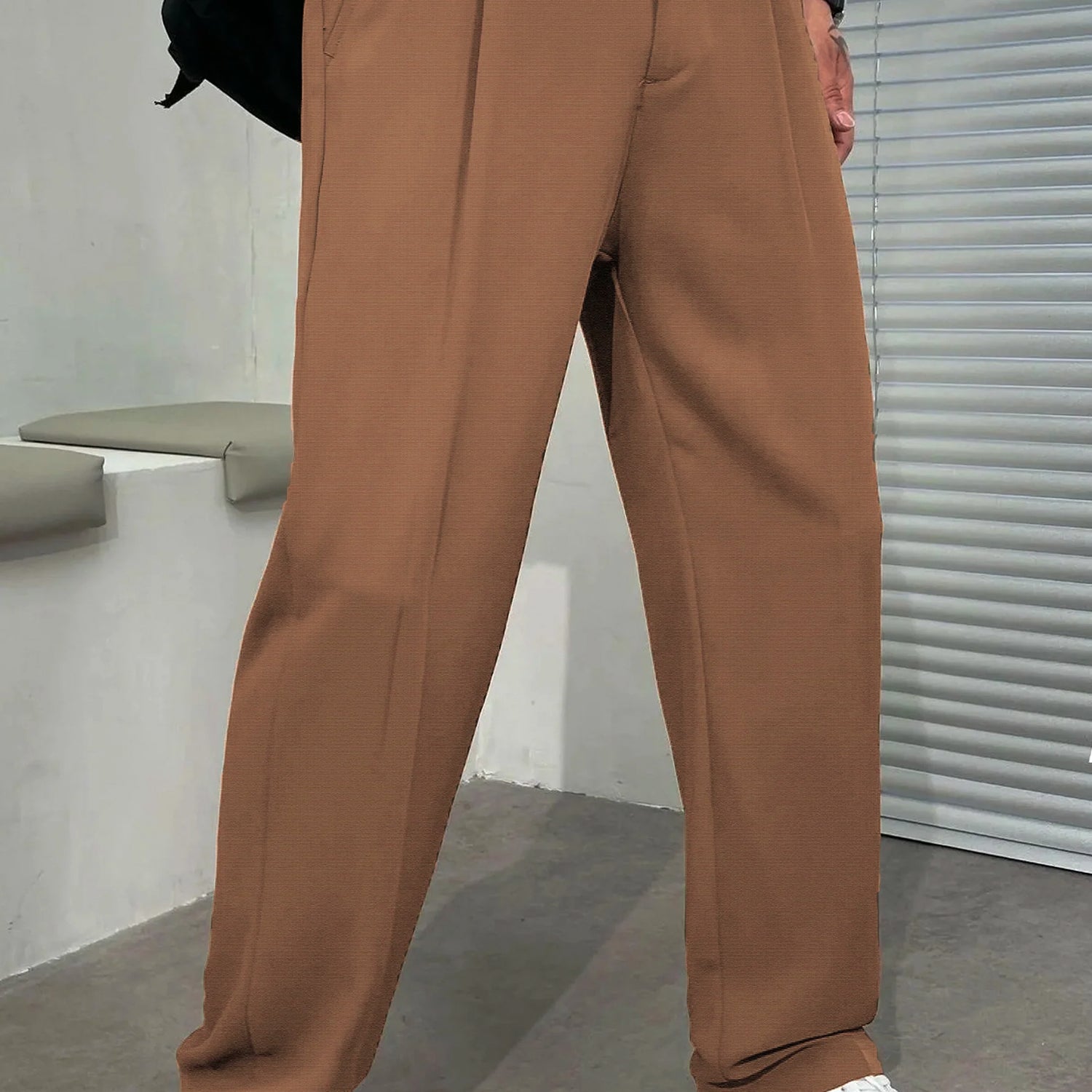 Single Plated Men's Cotton Pant In Brown