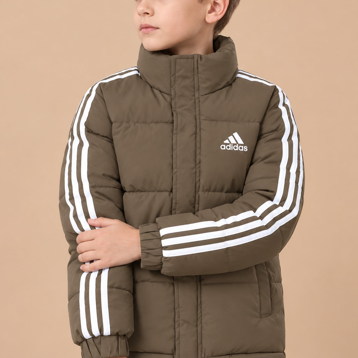 Adds Synthetic Shearling Imported Kid's Puffer Jacket In Brown