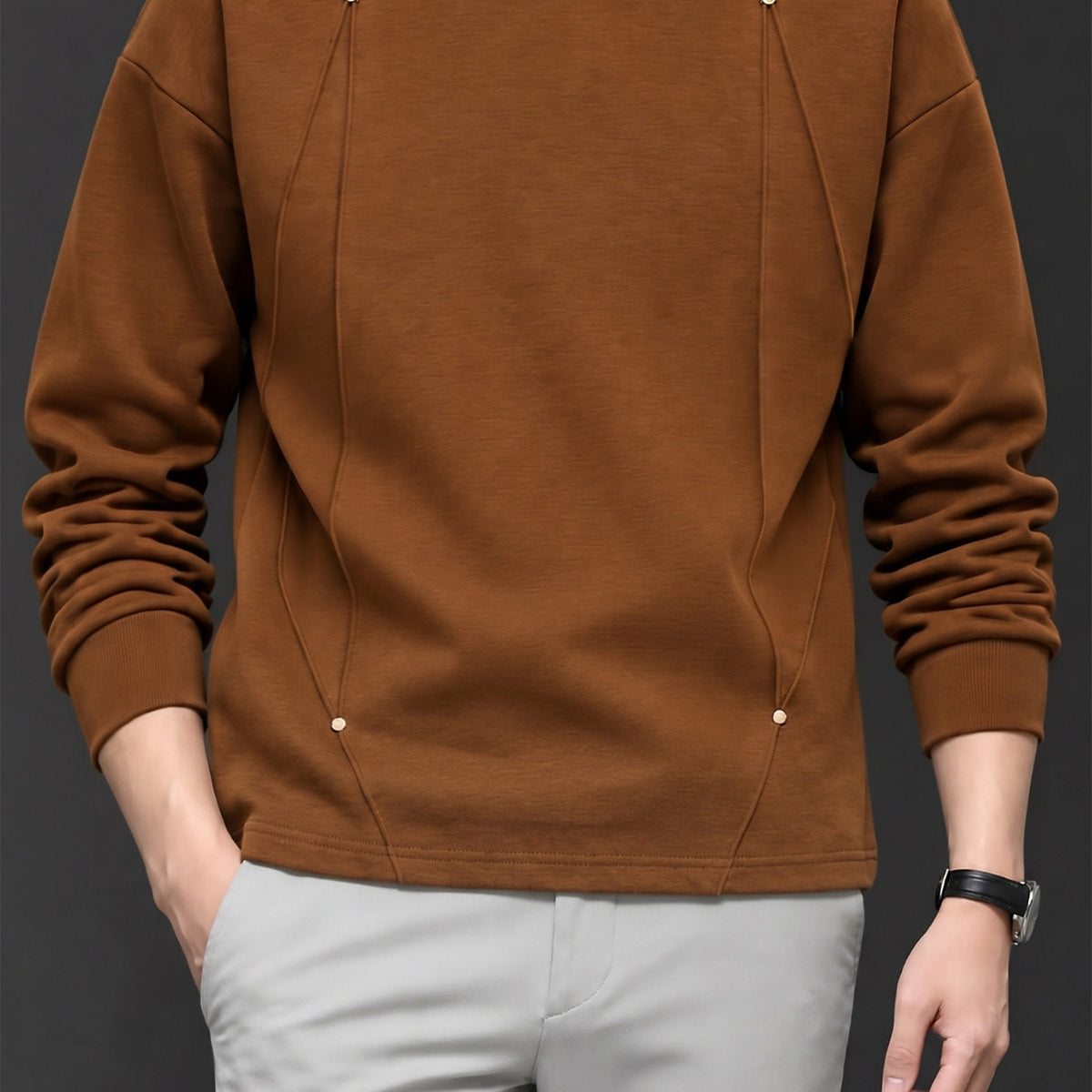Turbo Geometric Piping Imported Round Neck Men's Sweatshirt