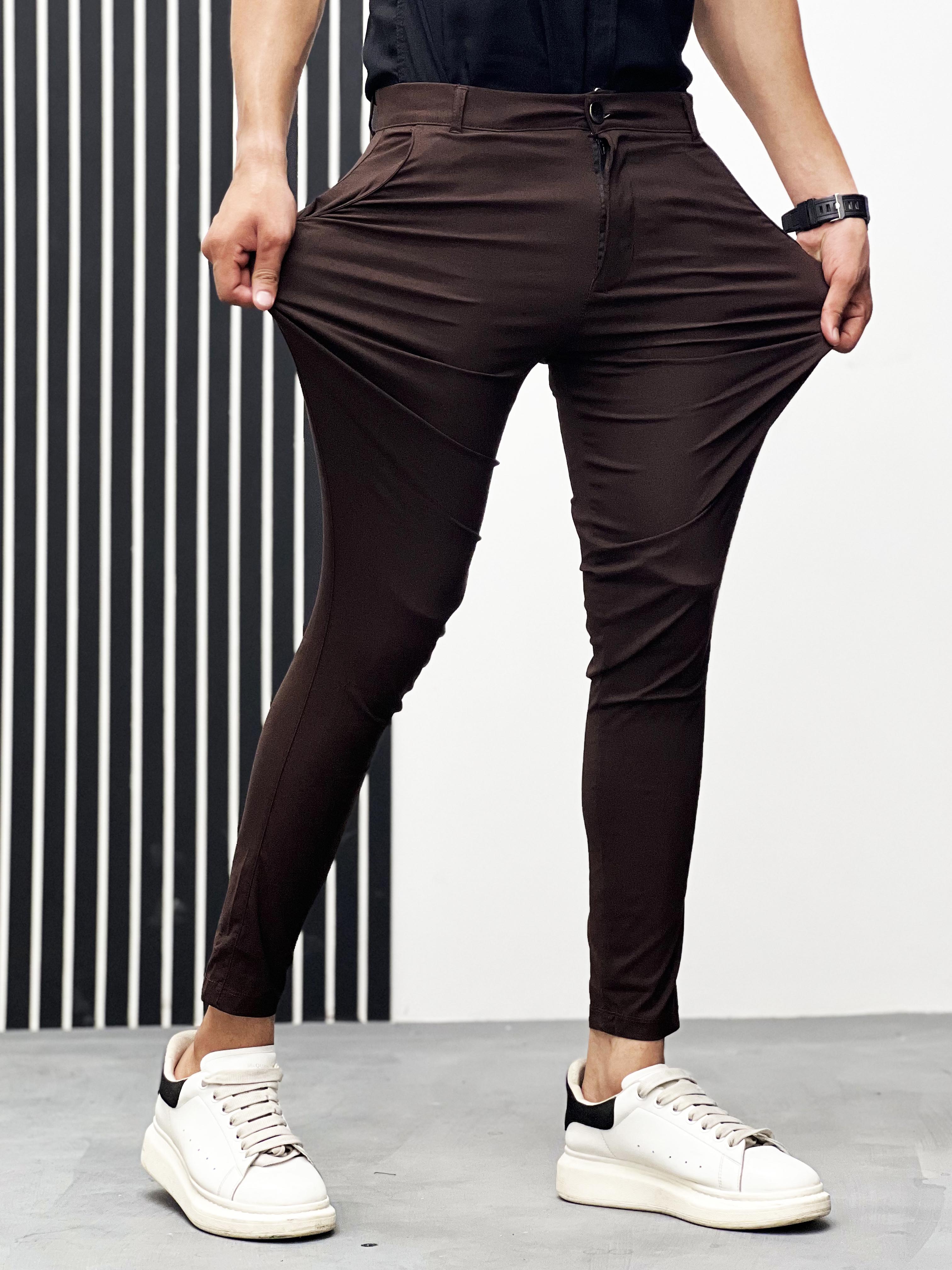 Men Supper Elastic Stretchable Cotton Pant In Coffee – Turbo Brands Factory