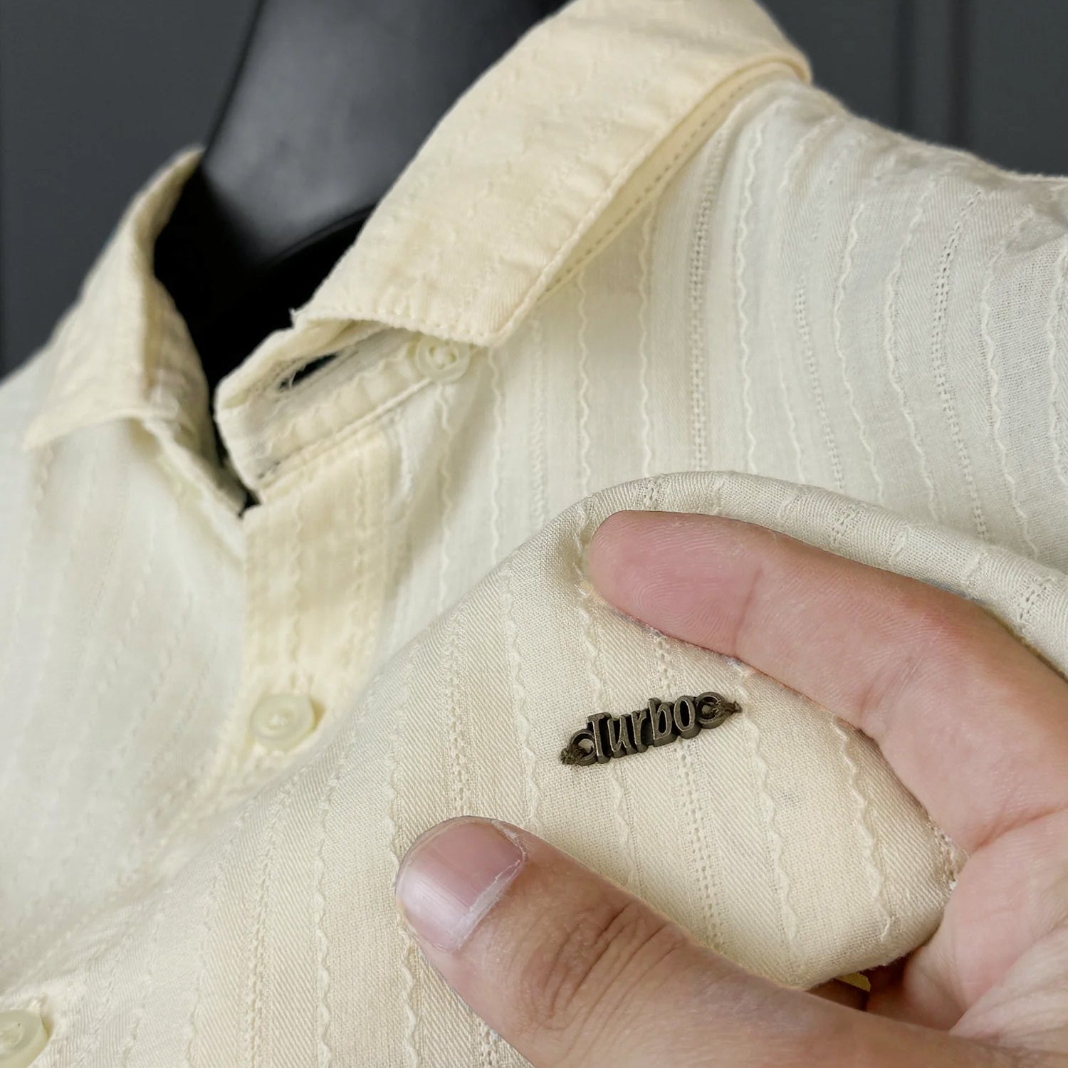 Turbo Billy Textured Knit Long Sleeve Cotton Casual Shirt