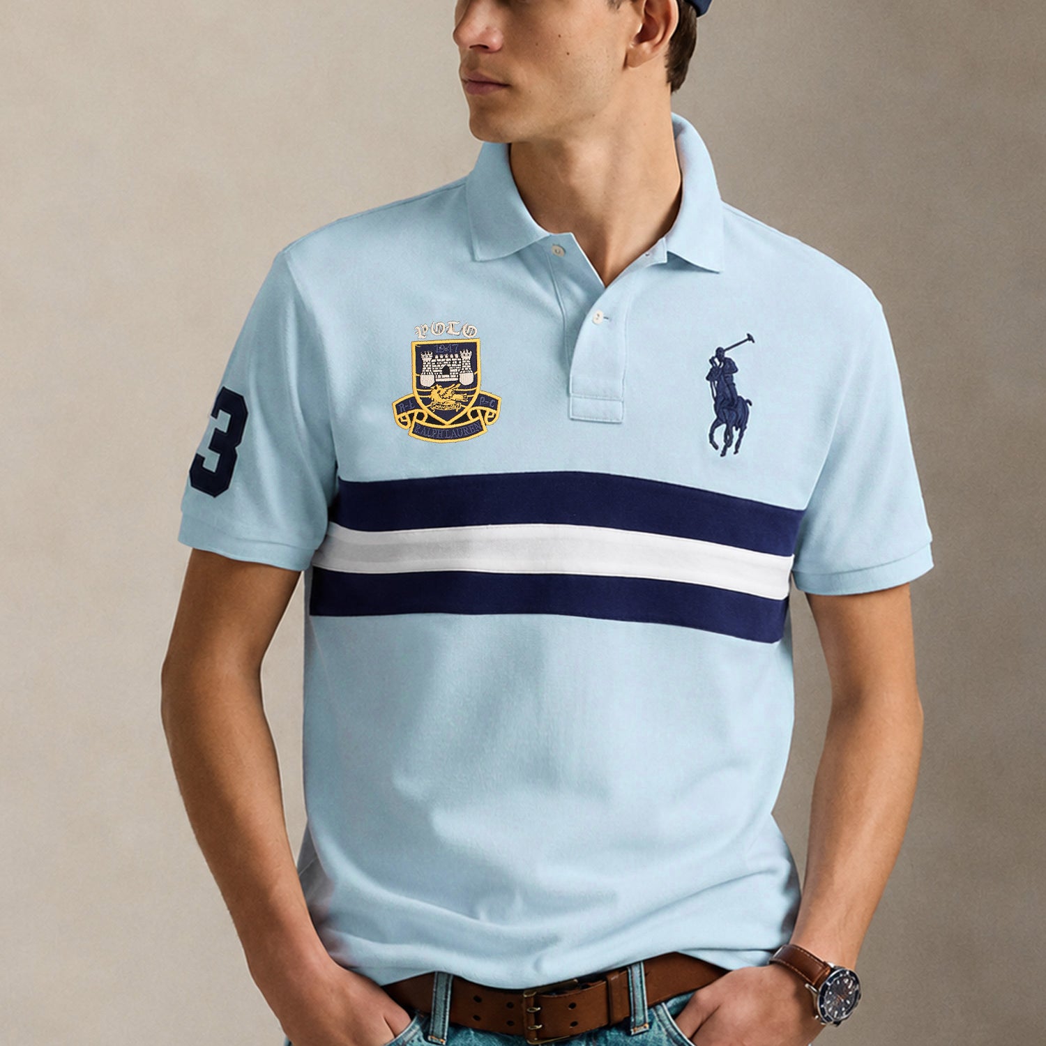 Plo Rph Lren Custom Slim Fit Crest Mesh Men's Shirt