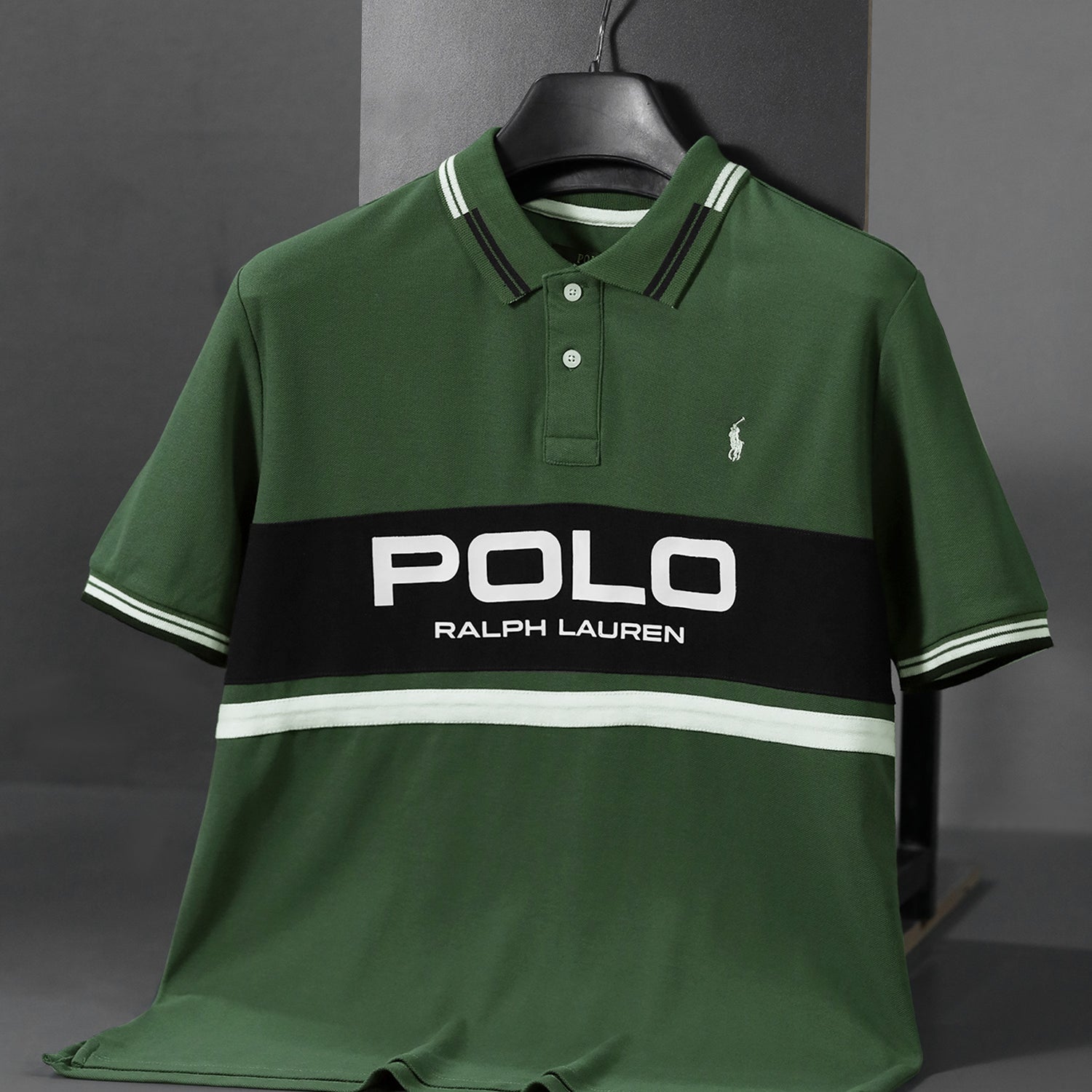Plo Rph Lren Prominent Horizontal Stripe Men's Polo Shirt