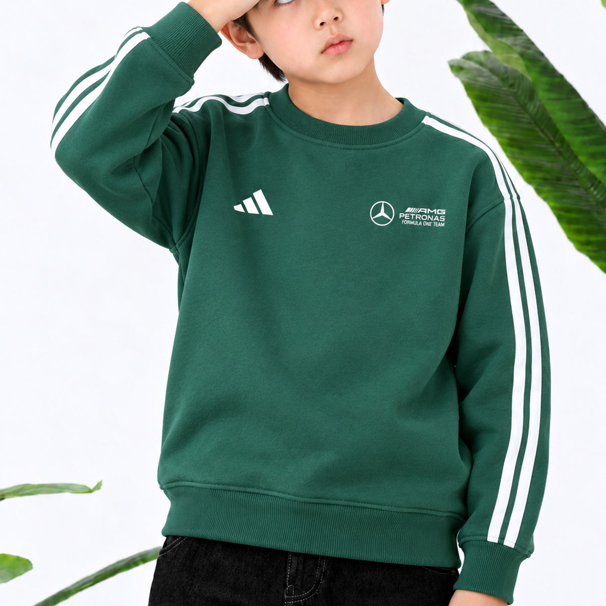 Adds Blokecore Aesthetic Quarter Round Neck Kid's Sweatshirt In Green