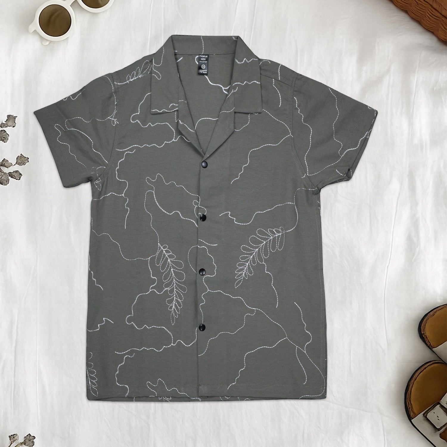 Turbo Botanical Line Pattern Younger Kids Casual-Shirt