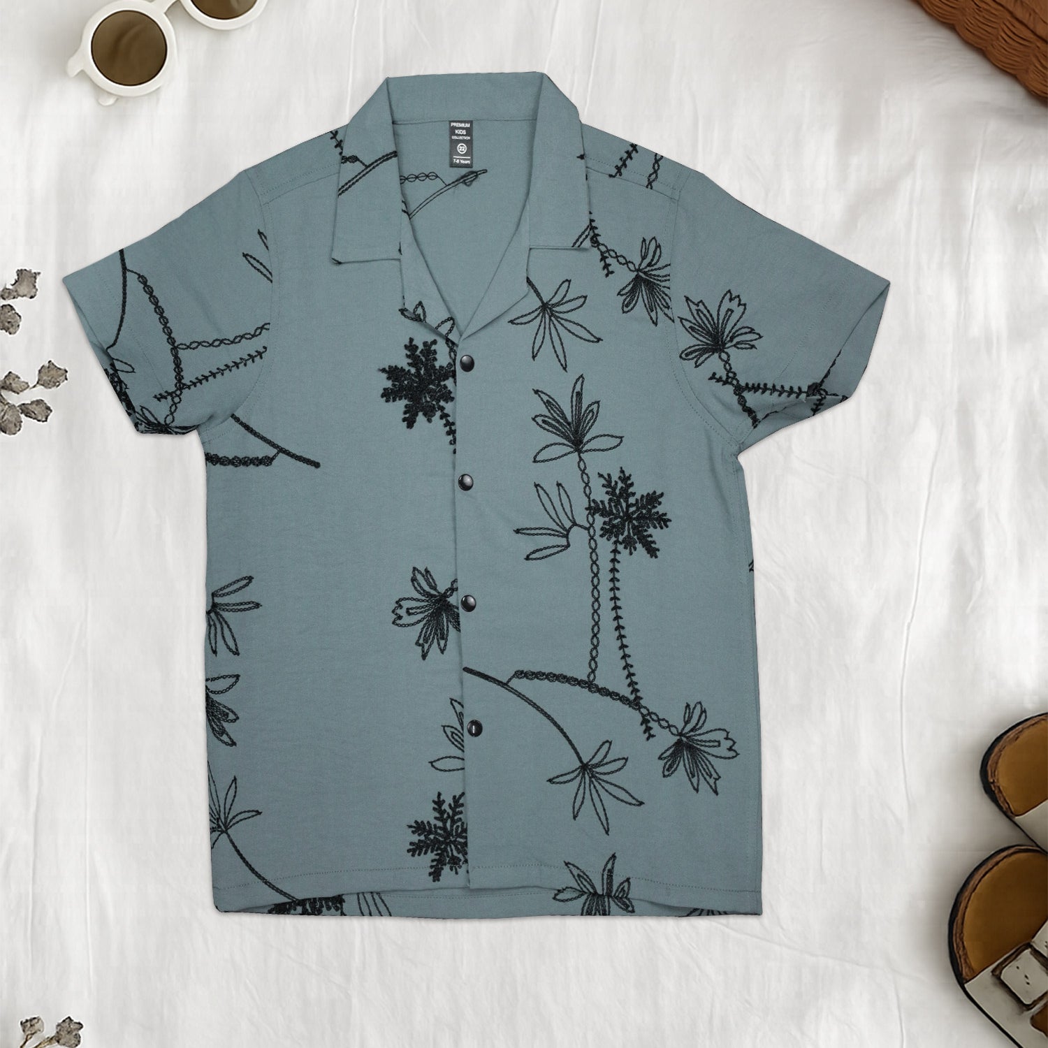 Turbo Palm Leaf Pattern Younger Kids Casual-Shirt