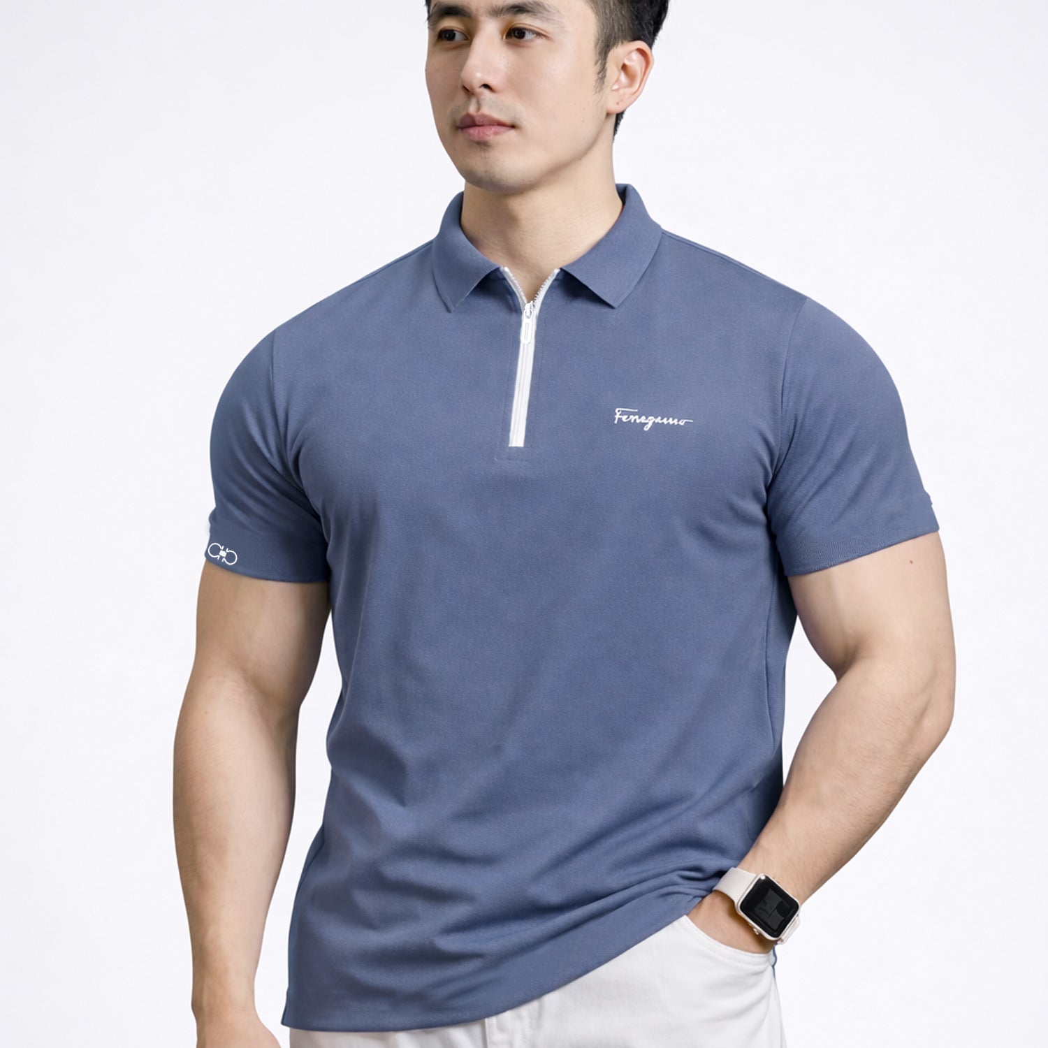 Fergmo Zipper Closure Style Men's Polo Shirt