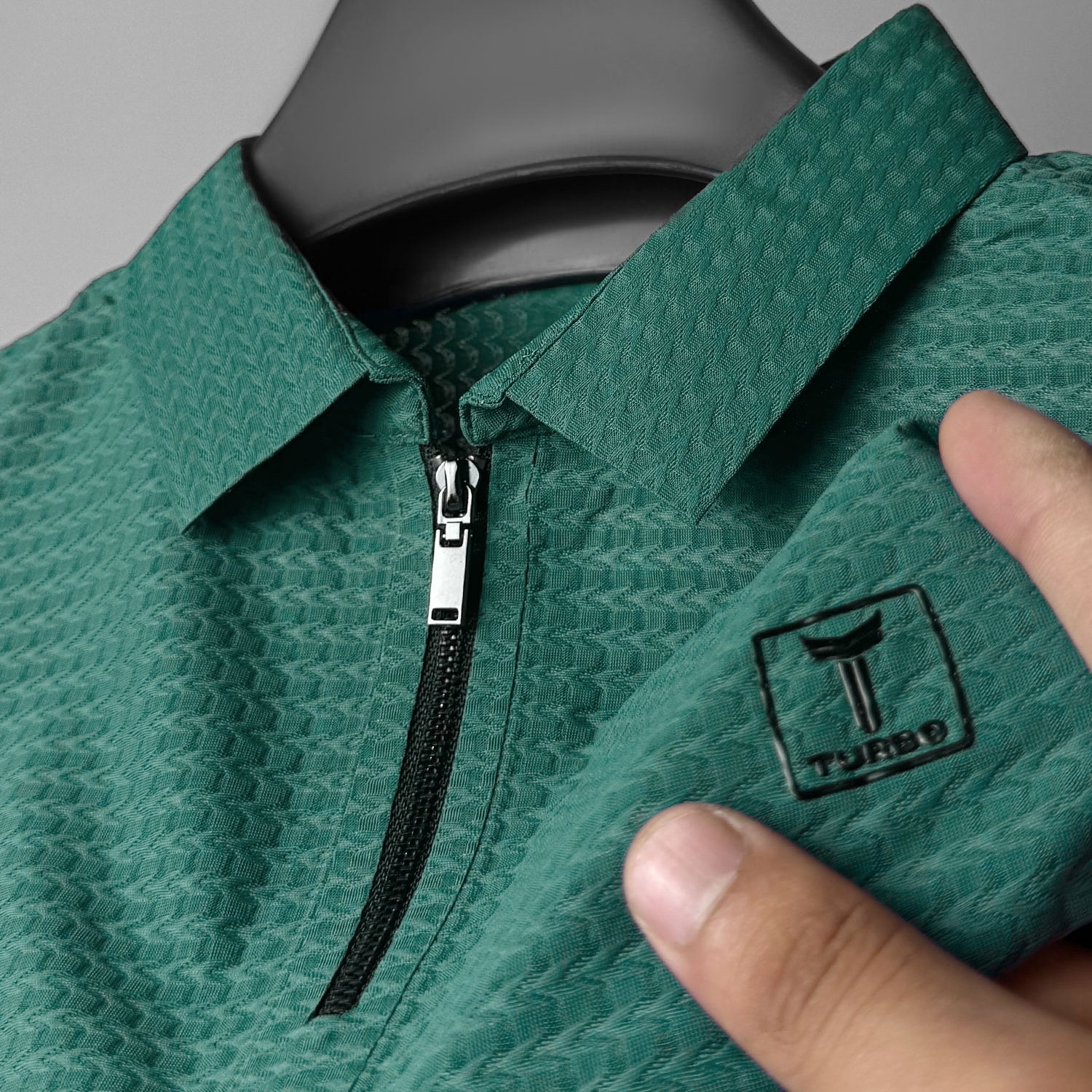 Turbo Elite Weave Textured Zipper Men's Polo Shirt