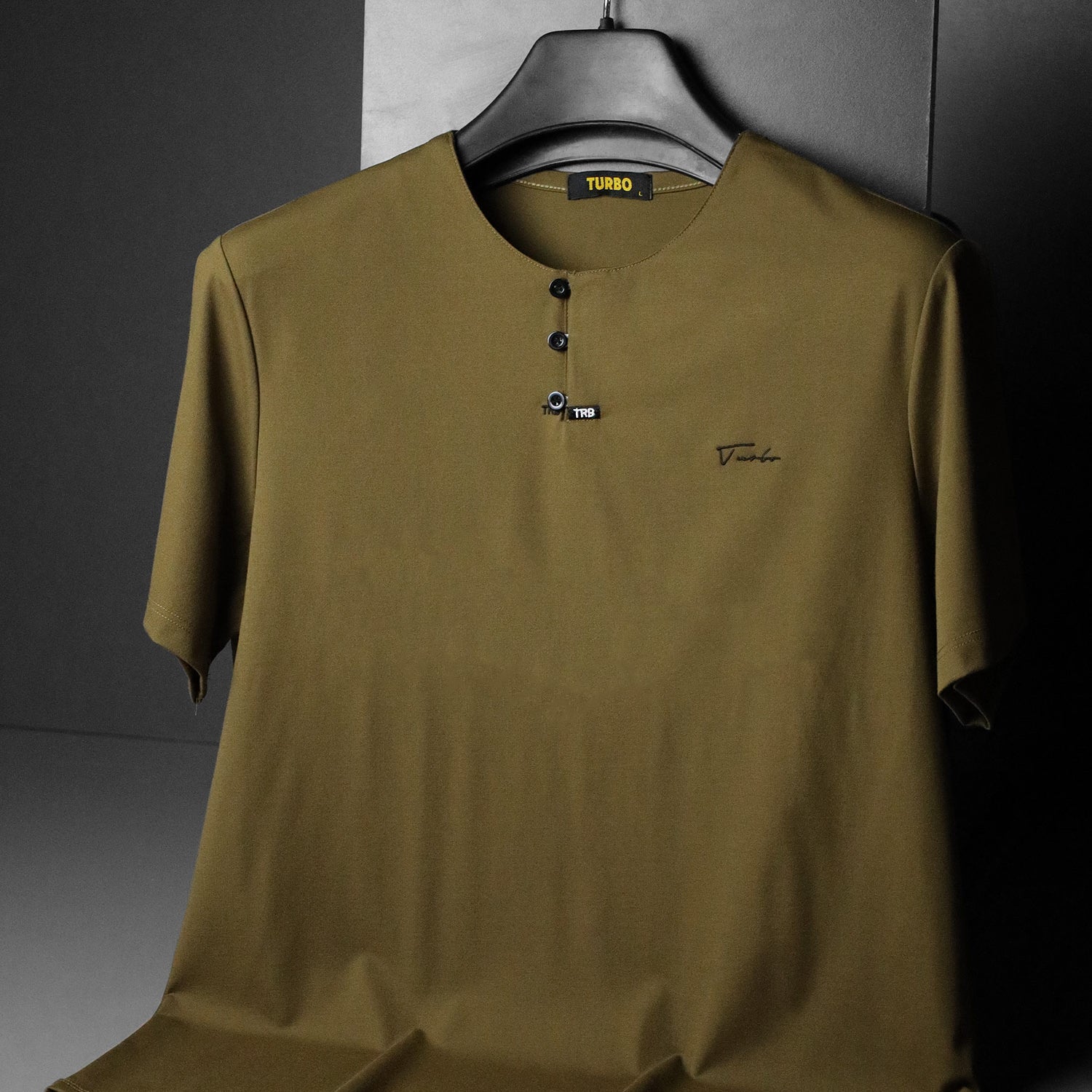 TRB Henley Neck Button Placket Men's Tee