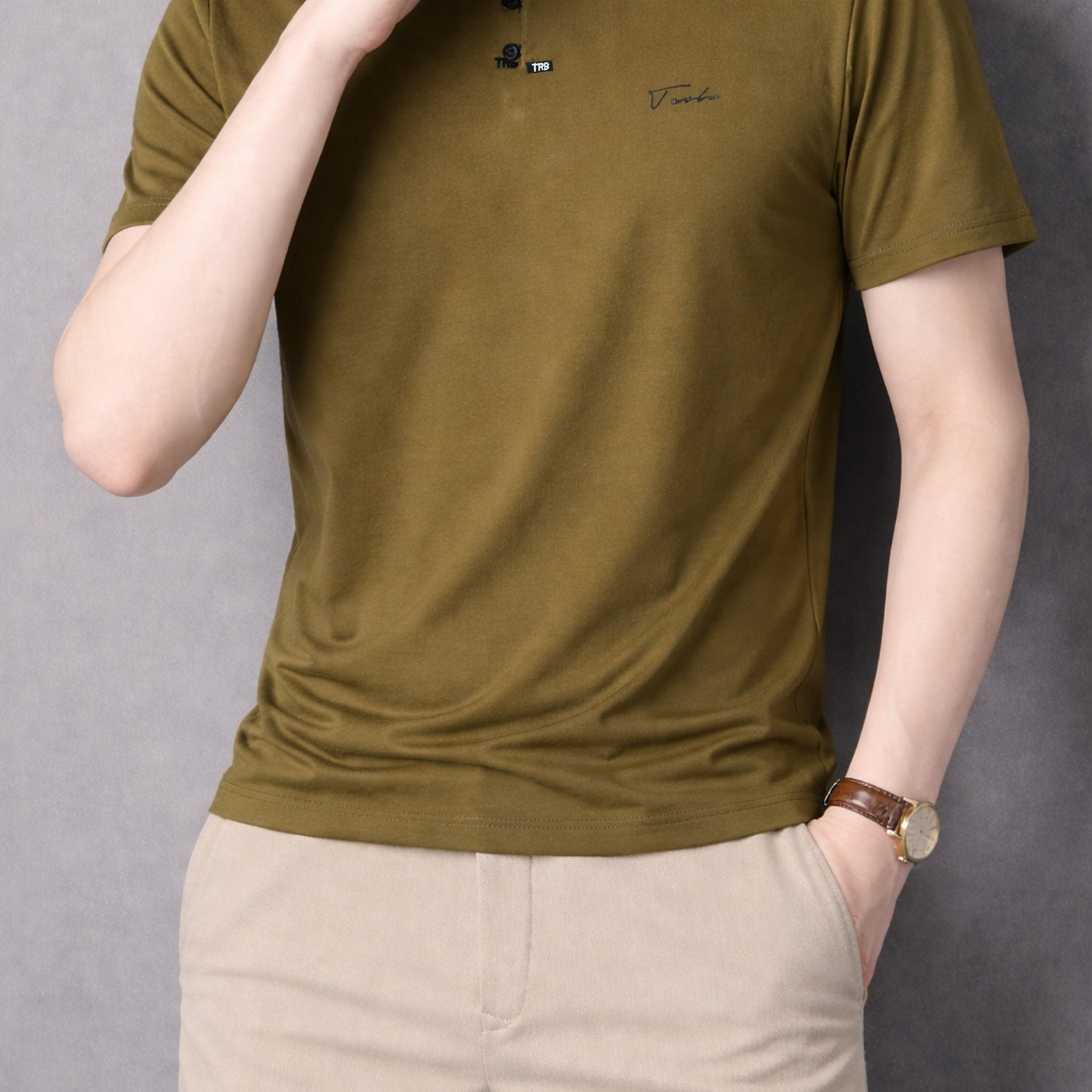 TRB Henley Neck Button Placket Men's Tee*