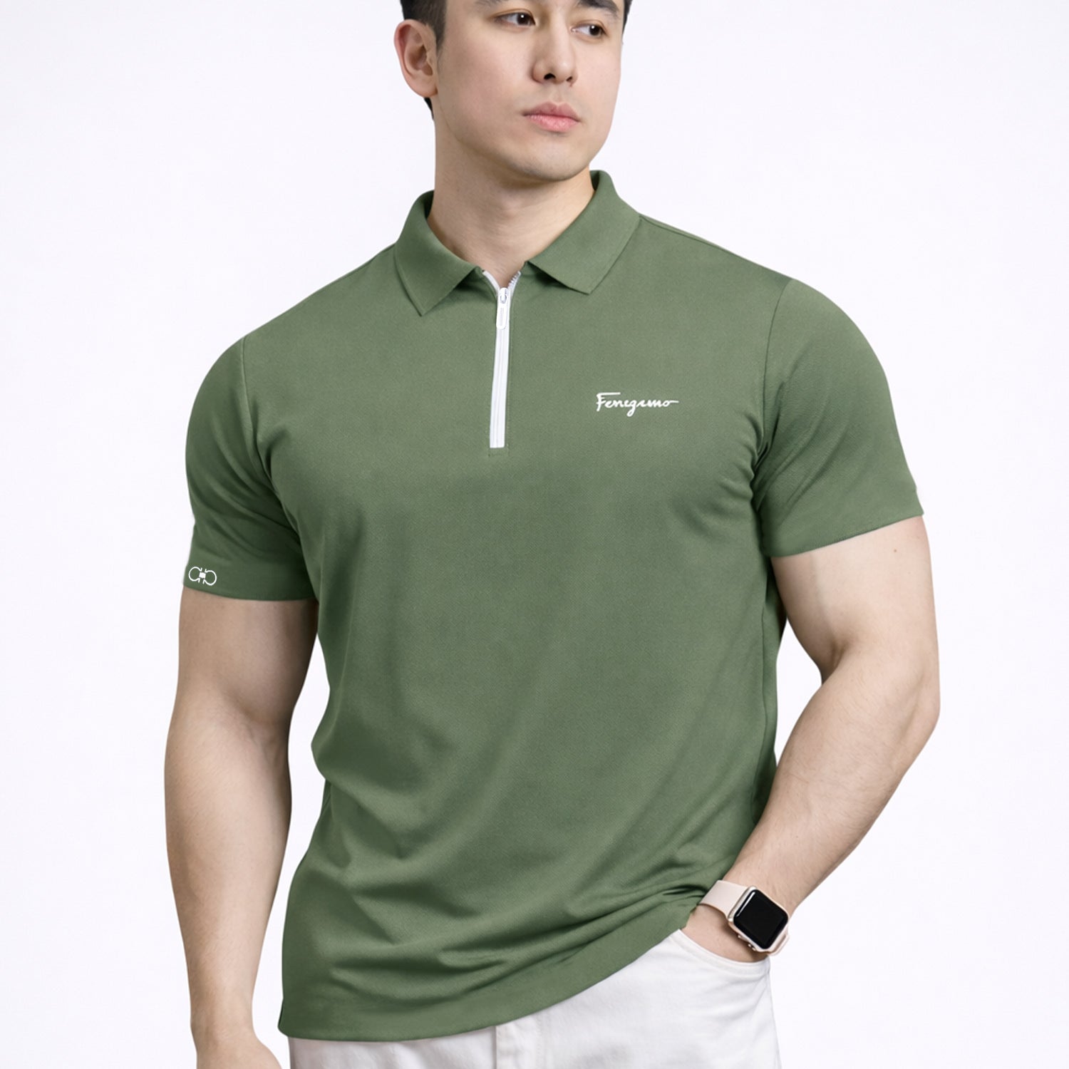Fergmo Zipper Closure Style Men's Polo Shirt