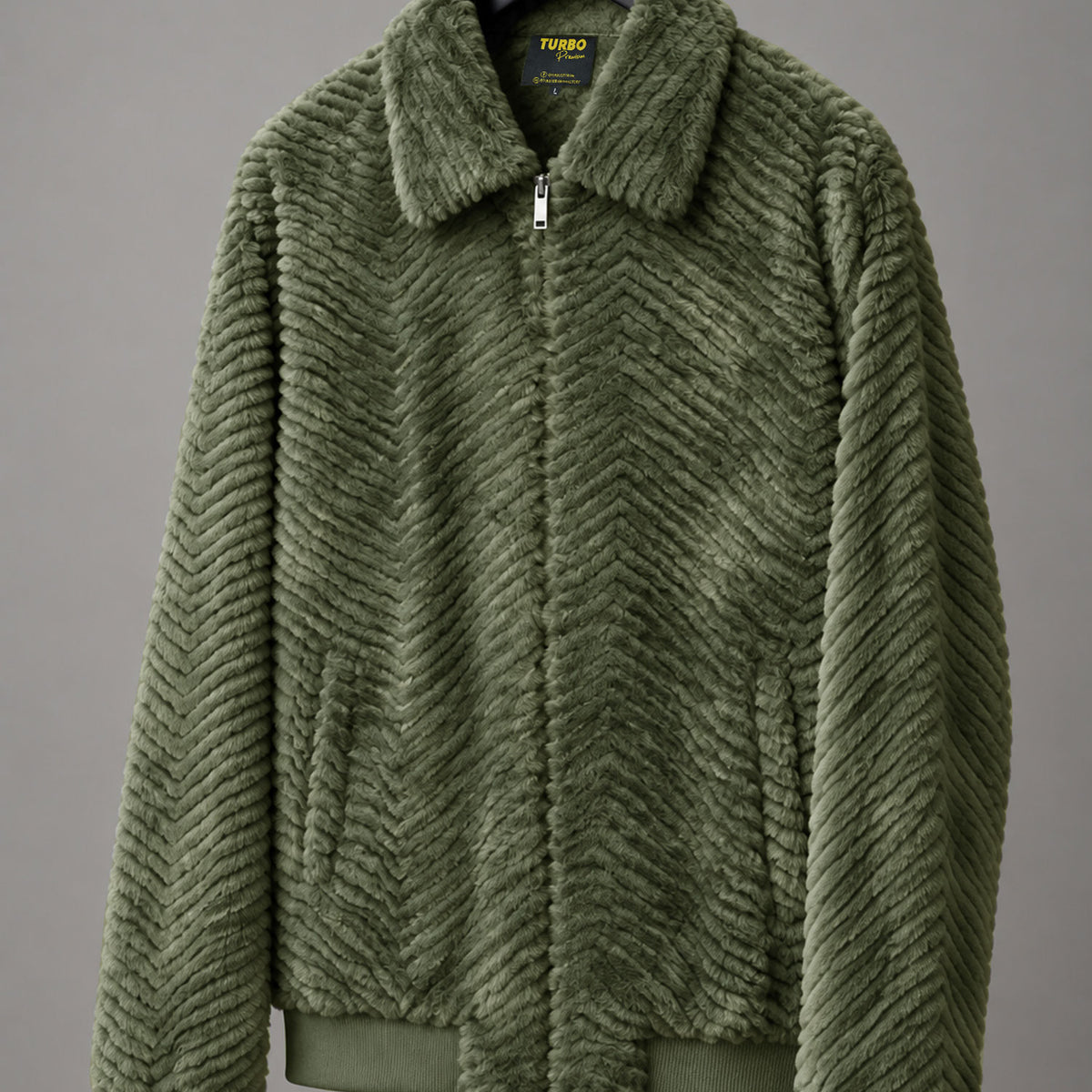 Turbo Cozy V-Texture Collared Imported Men's Fur Jacket