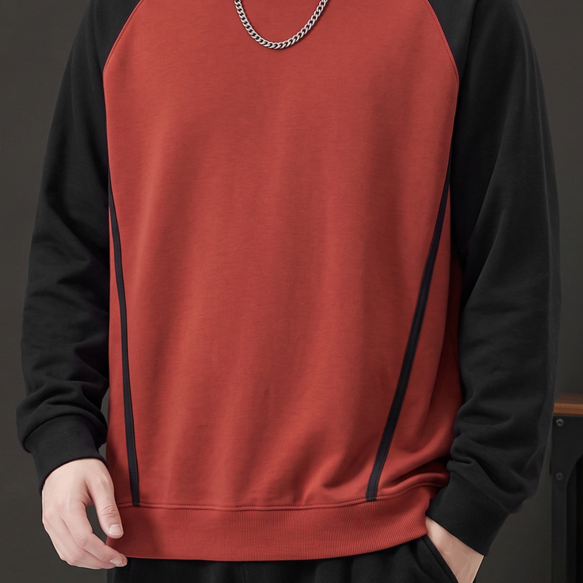 Turbo Raglan Sleeve Pullover Imported Round Neck Men's Sweatshirt