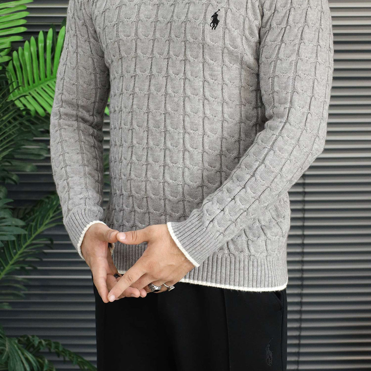 Polo Cashmere Blend Knit Imported Men's Sweater