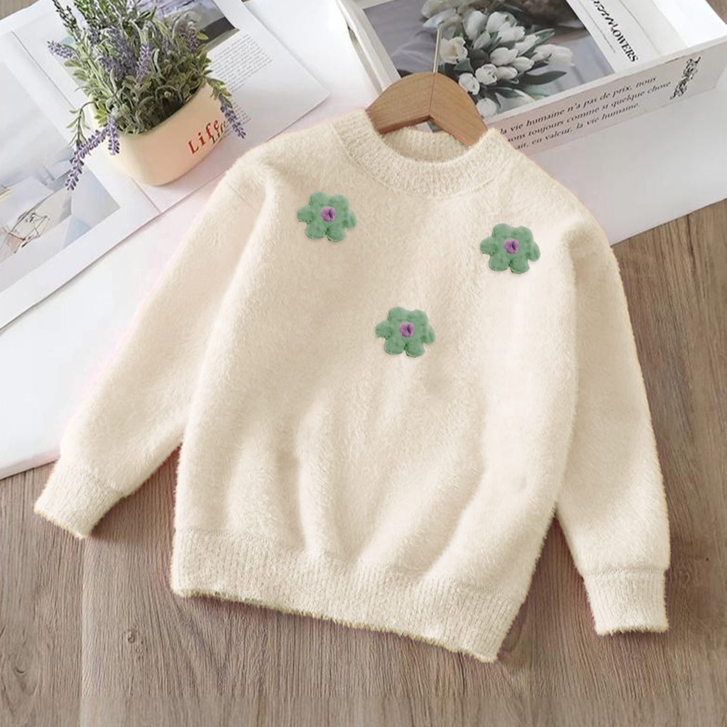 Flower Style Girls Imported Kids Sweater