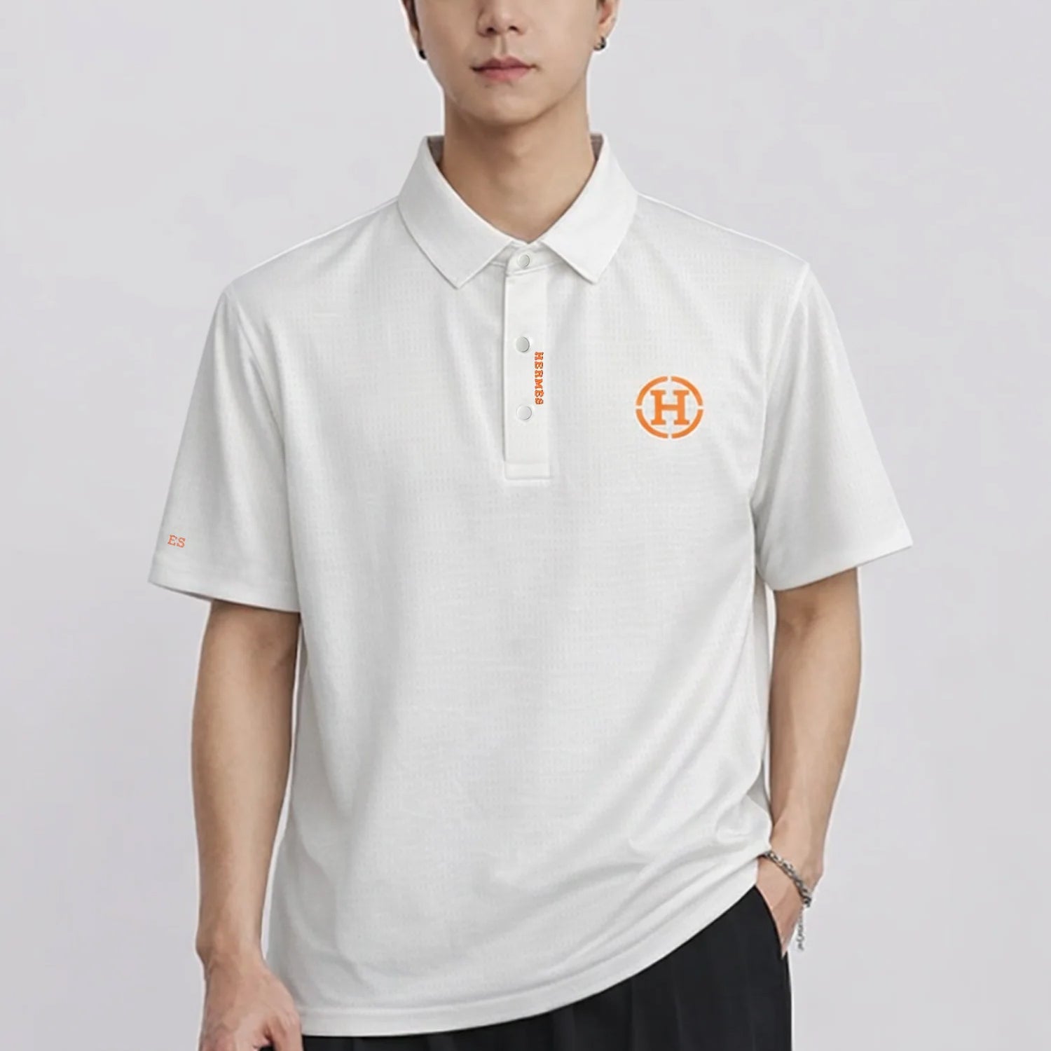Hrms Orange Accent Logo Style Men's Polo Shirt
