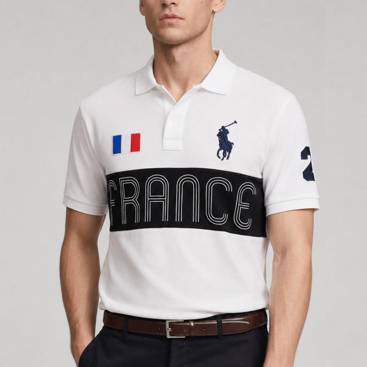 Plo Rph Lren France Big Logo Rugby Men's Polo Shirt