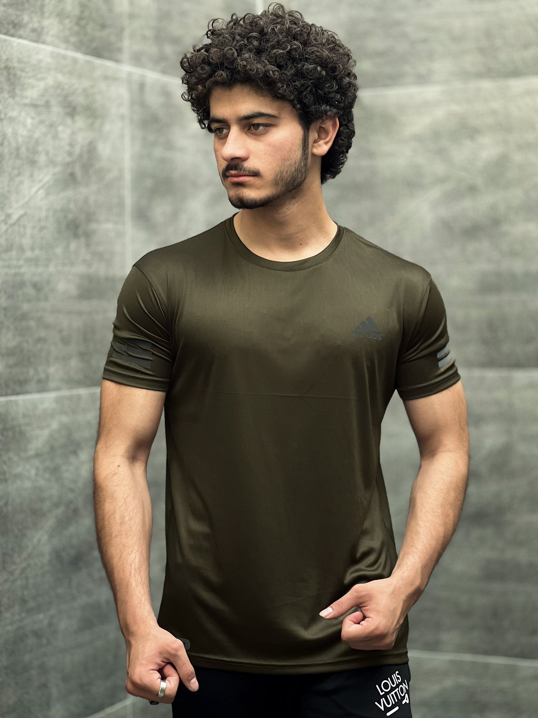 Dry Fit Tee With Printed Logo In Green – Turbo Brands Factory