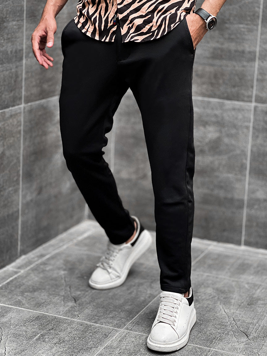 Super Elastic Slim Cotton Pant In Black – Turbo Brands Factory