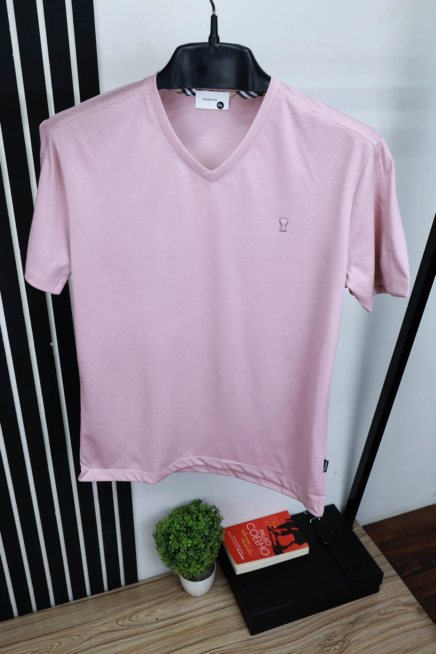 Plain V Neck Design T-Shirt