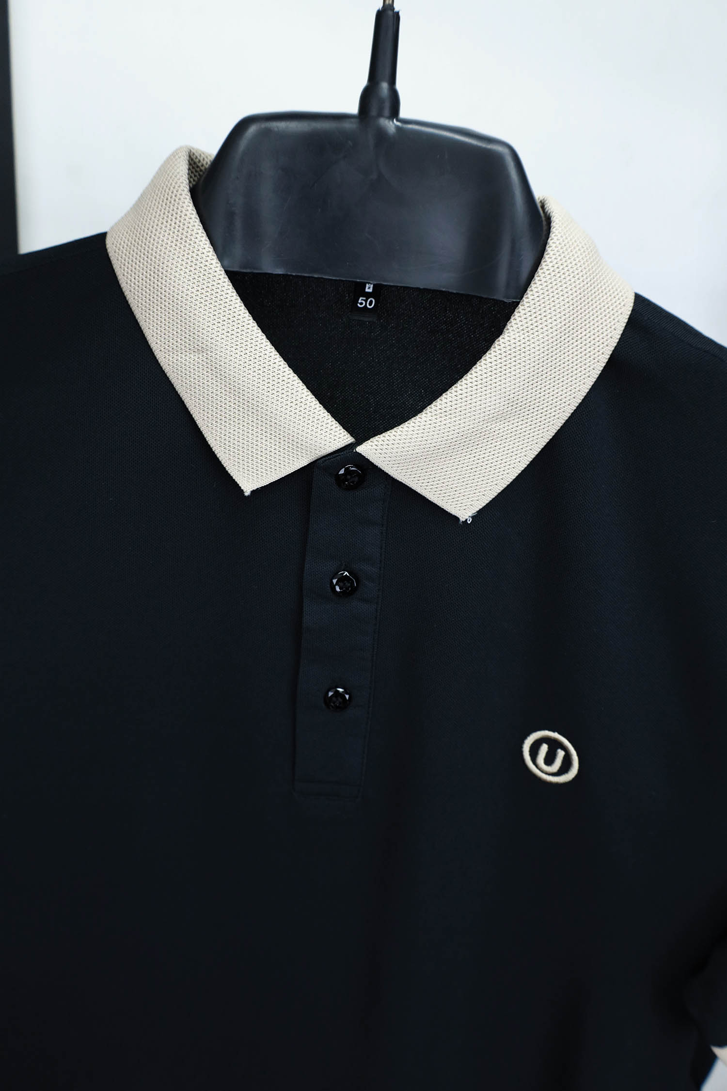 Embroidered Logo Men Polo Shirt In Black