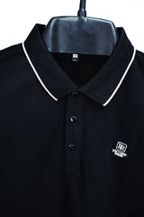 Paris Embroidered Logo Men Polo Shirt In Black