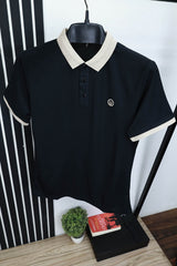 Embroidered Logo Men Polo Shirt In Black