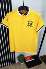 Branded Embroidered Front Logo Polo Shirt In Mustard