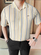 Turbo Patterned Lining Style Casual Shirt In Beige