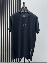 Imported Dry Fit Tee With Reflector Logo In Charcoal Grey