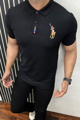Embroided logo Polo Shirt In Black