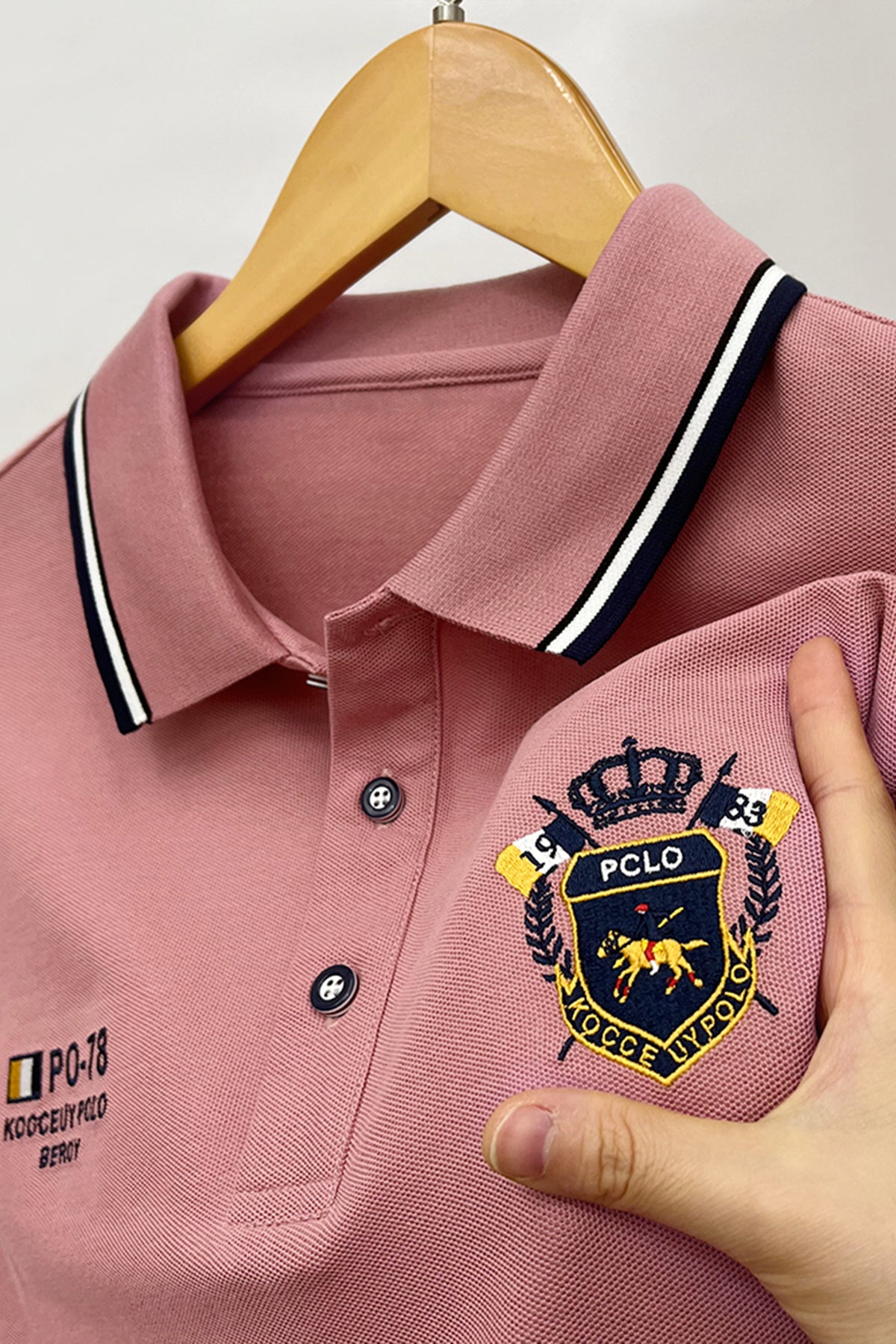Imitation Premium Men's Polo Shirt In Tea Pink
