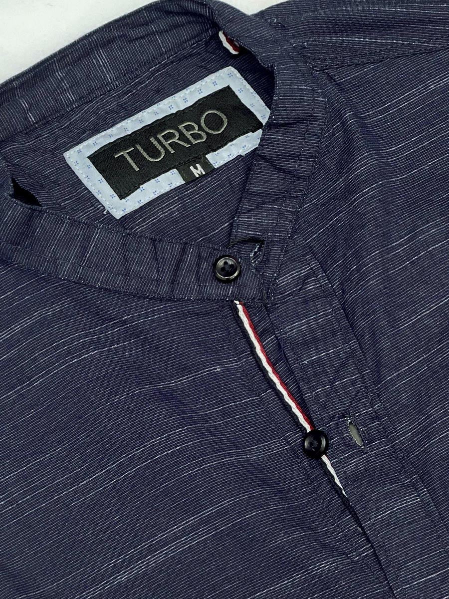 Self Textured Cotton Shirt In Navy Blue
