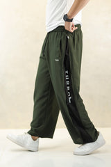 Turbo Side Panel Full Zipper Micro Baggy Trouser In Olive