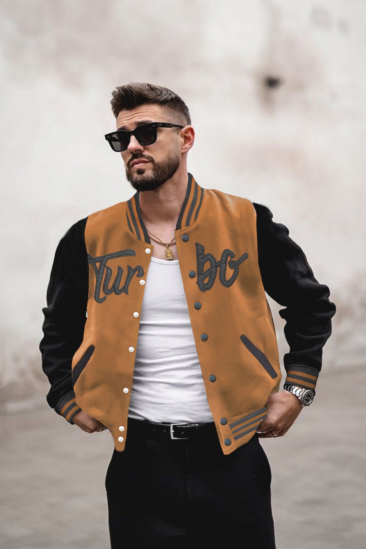 Turbo Button Style Men's Varsity Jacket