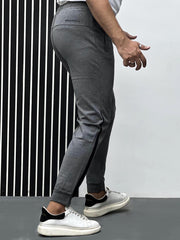 Men Imported Trouser With Reflector Logo In Charcoal Grey
