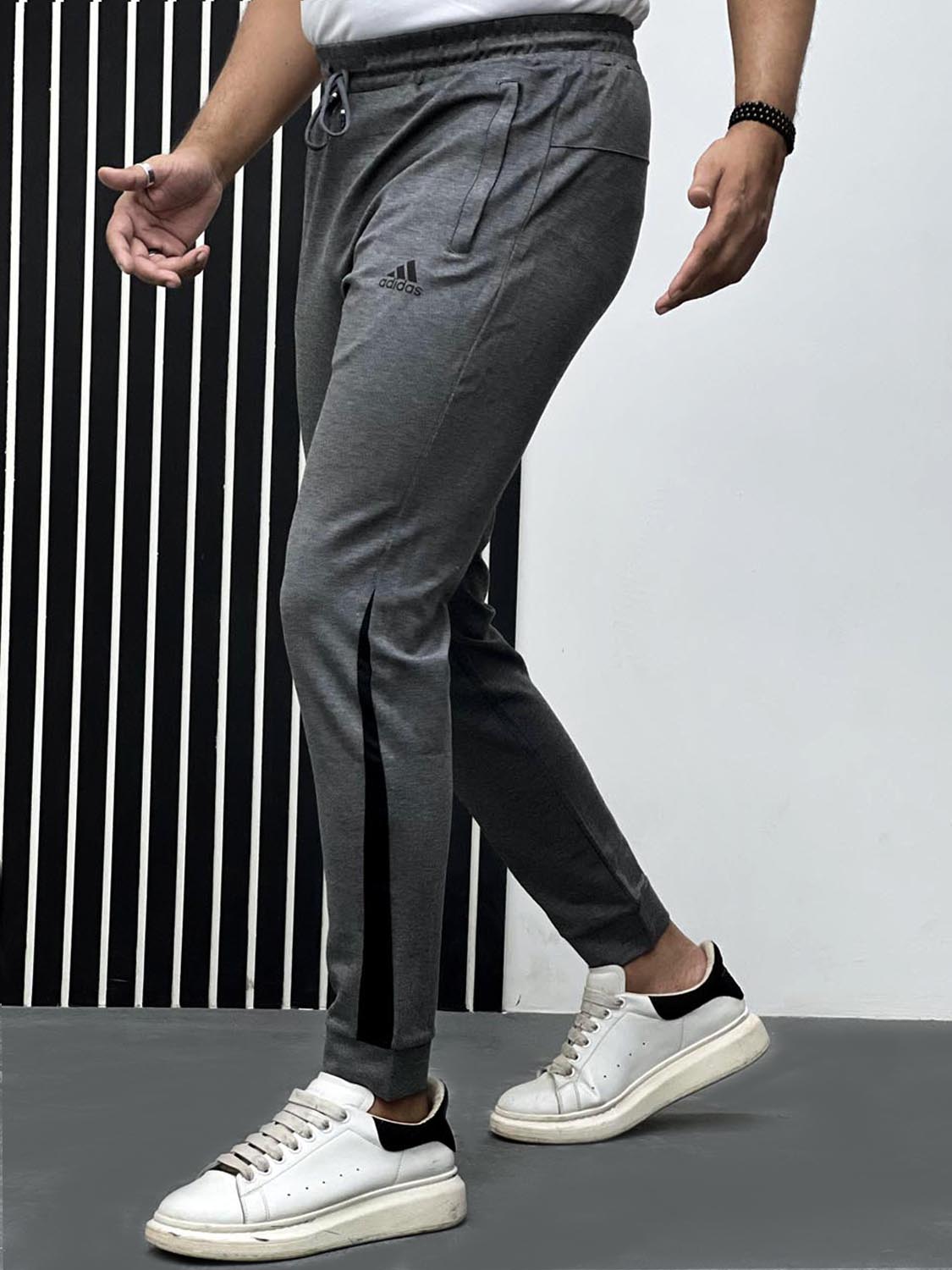 Men Imported Trouser With Reflector Logo In Charcoal Grey