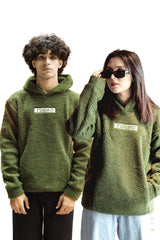 Turbo Cozy Imported Sherpa-Lined Hoodie In Camo Green