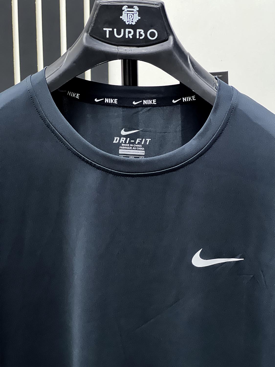Imported Dry Fit Tee With Reflector Logo In Charcoal Grey