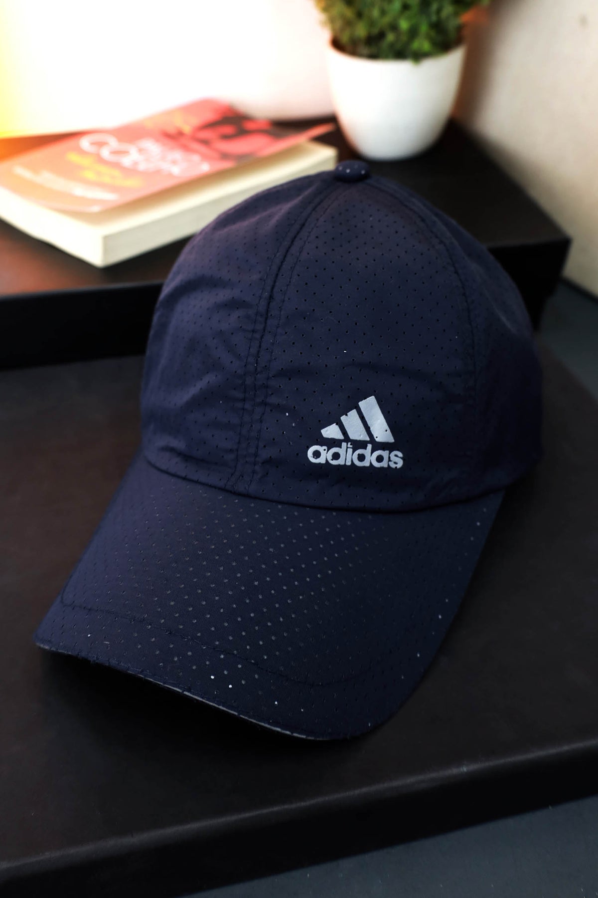Adds Printed Logo Breathable Dry Fit Cap In Navy Blue